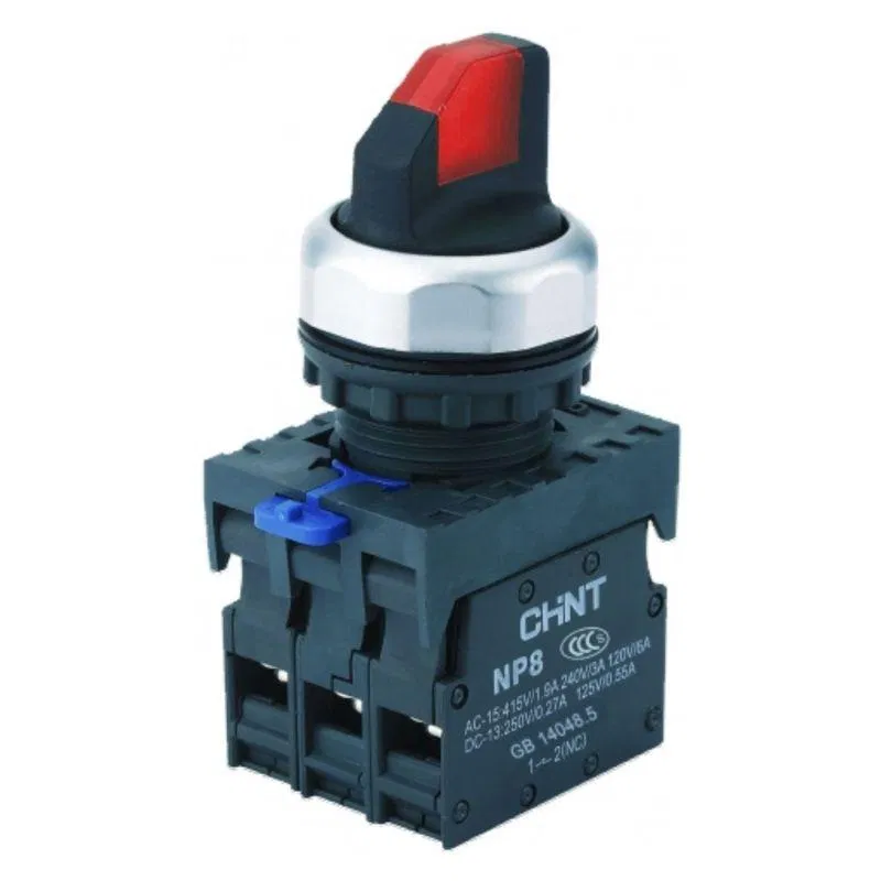 Illuminated switch NP8-02XD/313 3 pos fixed red AC/DC 24V(LED) 2NO IP65 (R) CHINT 667195