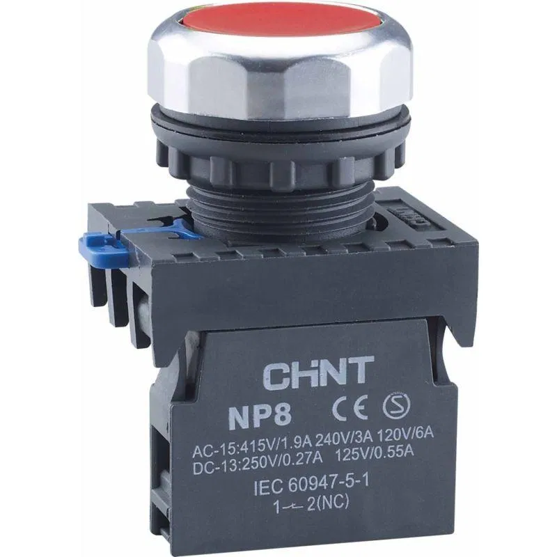 Кнопка управления NP8-20BND/4 подсветка самовозв. красн. AC/DC 24В(LED) 2НО IP65 (R) CHINT 667245