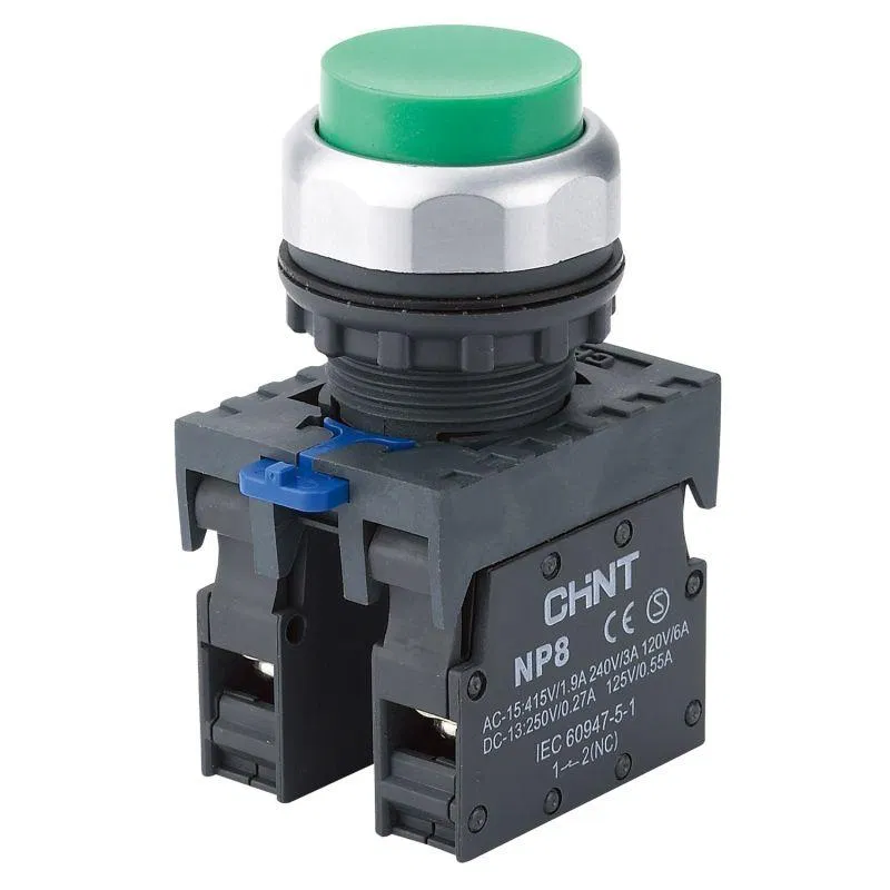 Control button protruding NP8-20GND/3 illuminated self-resetting green AC/DC 24V(LED) 2NO IP65 (R) CHINT 667306