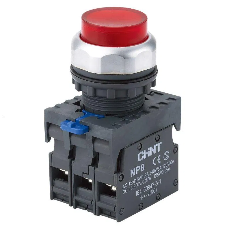 Control button protruding NP8-20GND/4 illuminated self-resetting red AC/DC 24V(LED) 2NO IP65 (R) CHINT 667307