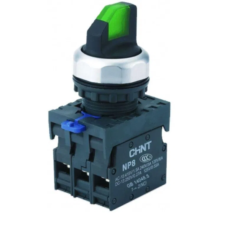 Переключатель с подсветкой NP8-02XD/224 2 полож. самовозв. AC110-230В(LED) 2НЗ IP65 (R) зел. CHINT 667653