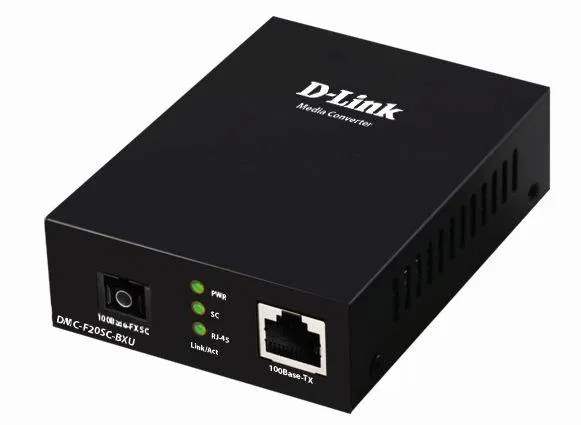 Медиаконвертер DMC-F20SC-BXU/B1A WDM (1 порт 10/100Base-TX + 1 порт 100Base-FX; разъем SC (ТХ: 1310 нм; RX: 1550 нм для одномод. оптич. кабеля (до 20км) D-Link 1359424