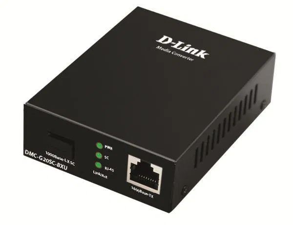 Медиаконвертер DMC-G20SC-BXU/A1A WDM (1 порт 100/1000Base-T + 1 порт 1000Base-LX; разъем SC (Tx: 1310мкм; Rx: 1550мкм) для одномод. оптич. кабеля (до 20км) D-Link 1824154