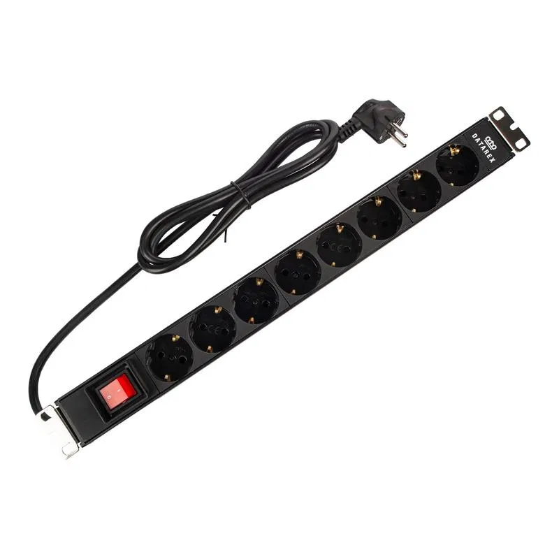 19-inch Distribution Unit (PDU) with 16A switch 8 SHUKO outlets 1.8 m power cord black DATAREX DR-432121
