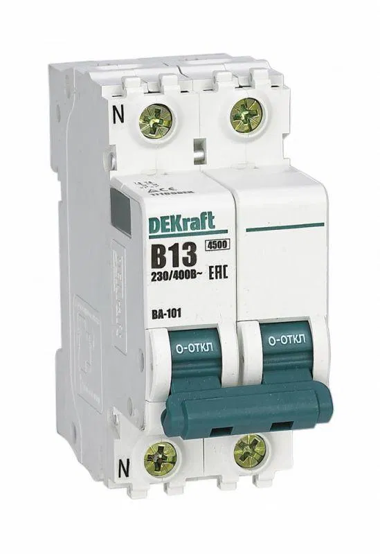 模块式微型断路器 2P (1P+N) B 13A 4.5kA ВА-101 DEKraft 11165DEK