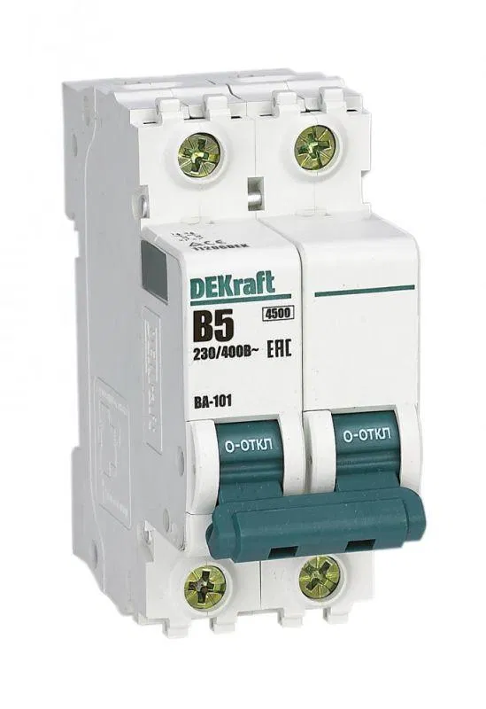 模块式微型断路器 2P B 5A 4.5kA ВА-101 DEKraft 11206DEK