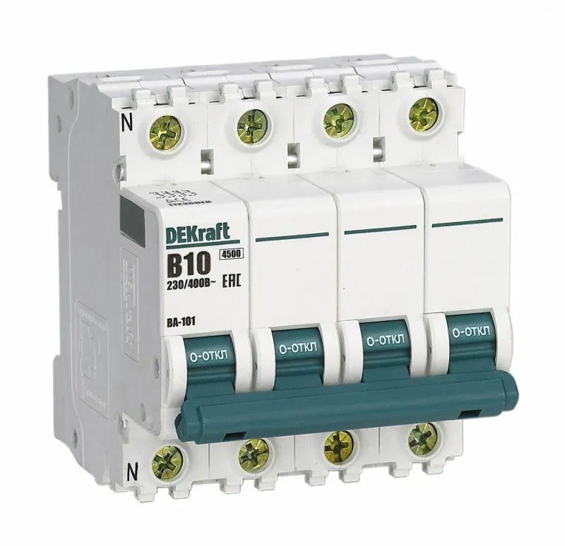 Modular circuit breaker 4p (3P+N) B 10A 4.5kA VA-101 DEKraft 11236DEK