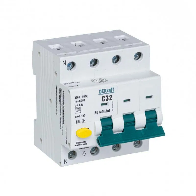 AC型漏电保护器 3P+N 32A 30mA 特性C DIF-103 6kA