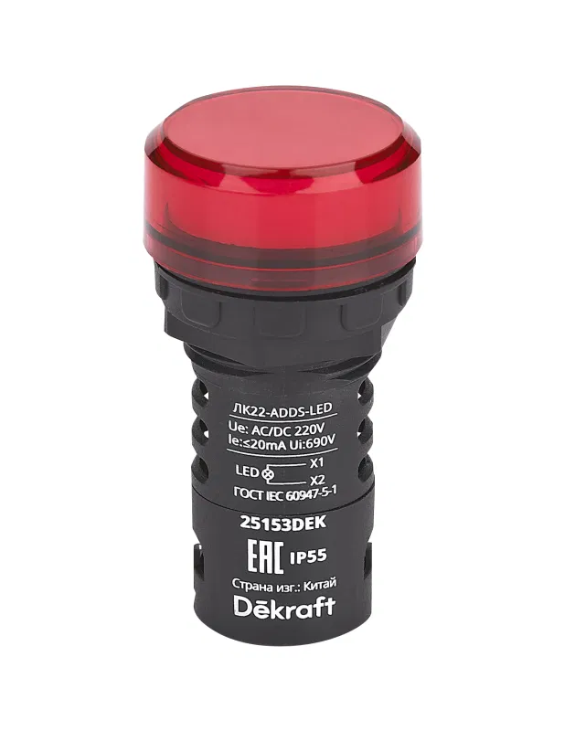 ADDS 信号指示灯 LK-22 d22 220V AC/DC IP55 LED 红色 DEKraft 25153DEK