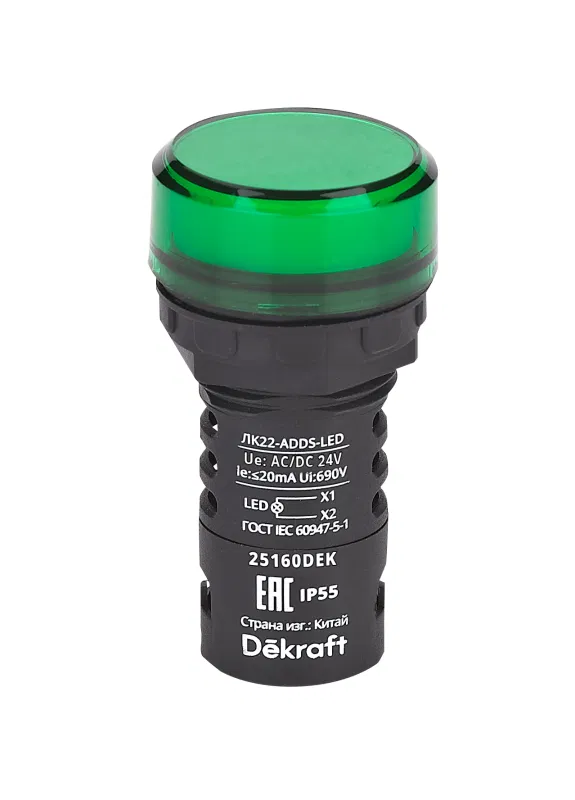 ADDS LK-22 d22 24V AC/DC IP55 LED 绿 DEKraft 25160DEK 信号灯