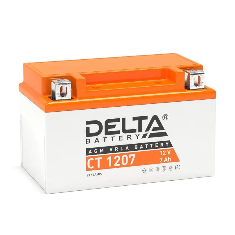 Аккумулятор стартерный 12В 7А.ч CT 1207 Delta 3401010030008