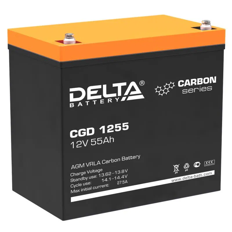 Аккумулятор профессиональный 12В 55А.ч CGD 1255 Delta 4614010020007