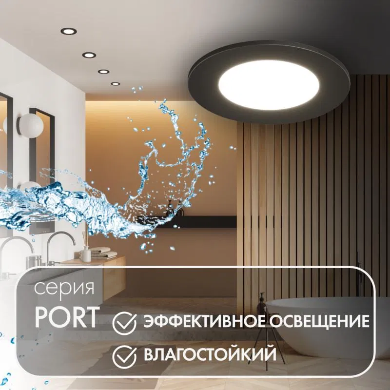 Светильник светодиодный 10Вт GU5.3 IP65 встраив. влагозащ. черн. DENKIRS 696417