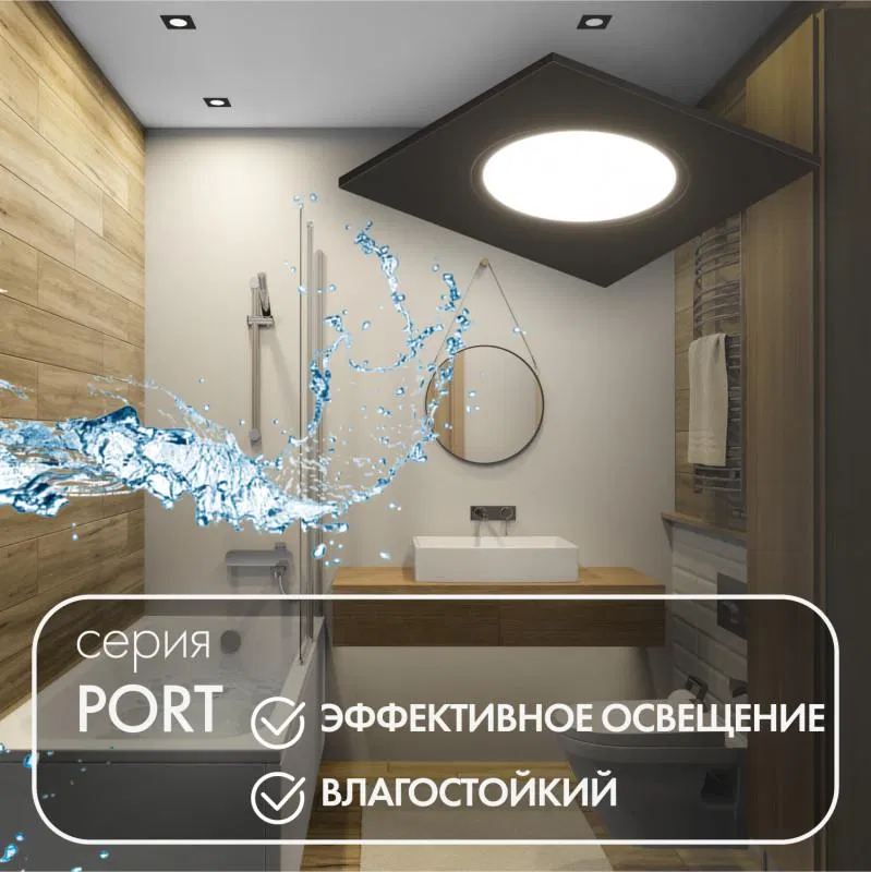 Светильник светодиодный 10Вт GU5.3 IP65 встраив. влагозащ. черн. DENKIRS 696419