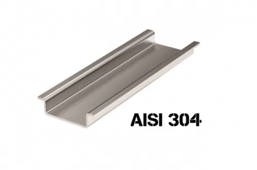 Stainless steel DIN rail, with OMEGA 3 knurling, 35x7.5mm.