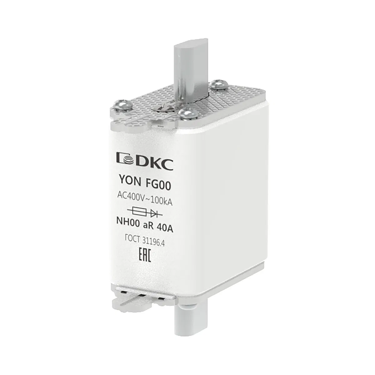 Предохранитель YON ножевого типа FG00 40А 400V характеристика aR 1FG00-0040-400V-AR DKC