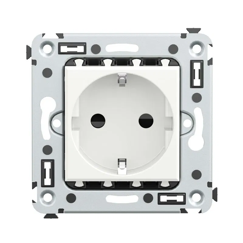 Розетка 1-м СП 2мод. Avanti "Белое облако" 16А IP20 2P+E защ. шторки бел. DKC 4400003