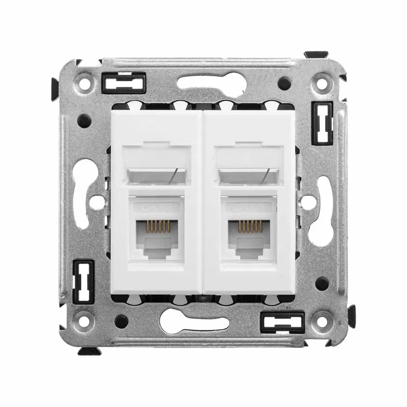 Телефонная розетка RJ-12 в стену двойная, Avanti, белое облако 4400314 DKC