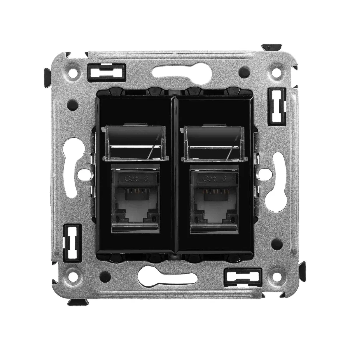 Компьютерная розетка RJ-45 в стену, кат.6 двойная, Avanti, черный квадрат 4402294 DKC