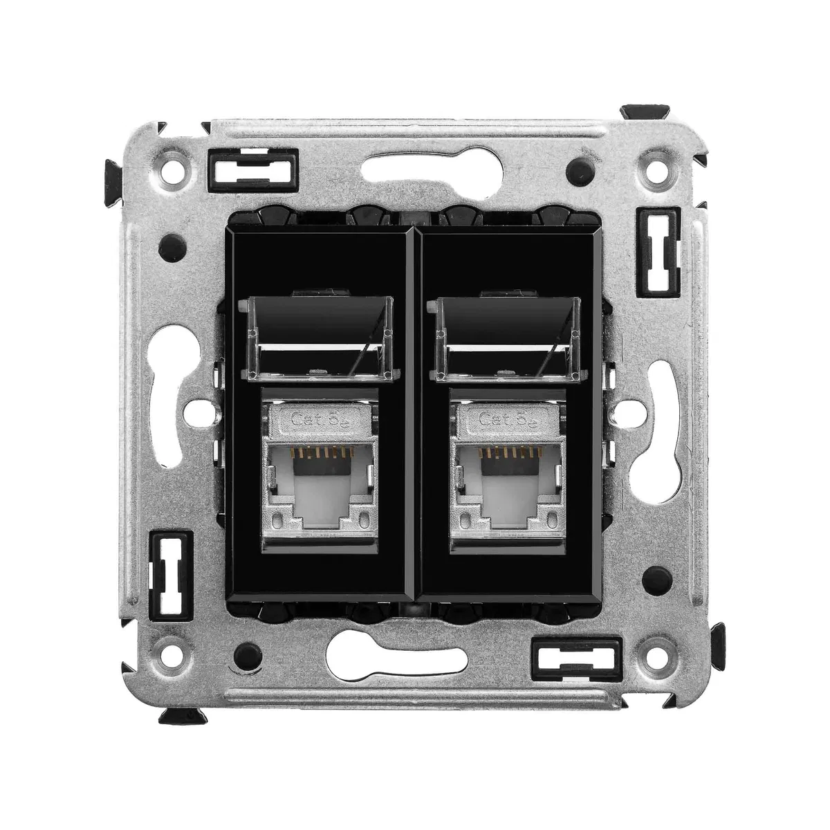 Компьютерная розетка RJ-45 в стену, кат.5e двойная экранированная, Avanti, черный квадрат 4402364 DKC
