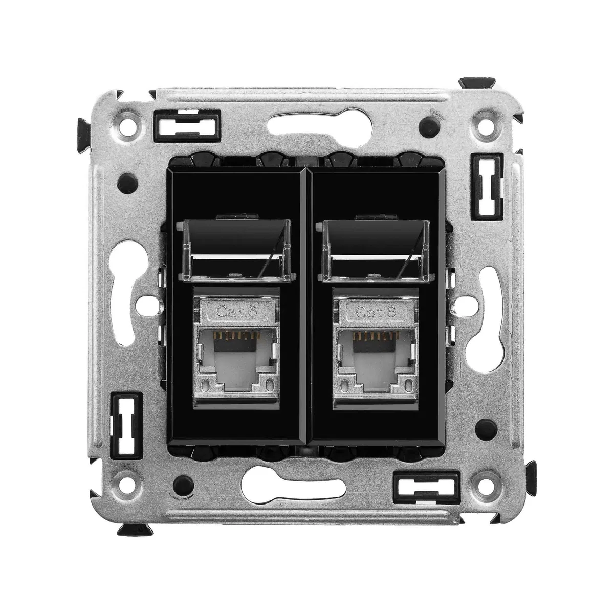 Компьютерная розетка RJ-45 в стену, кат.6 двойная экранированная, Avanti, черный квадрат 4402394 DKC