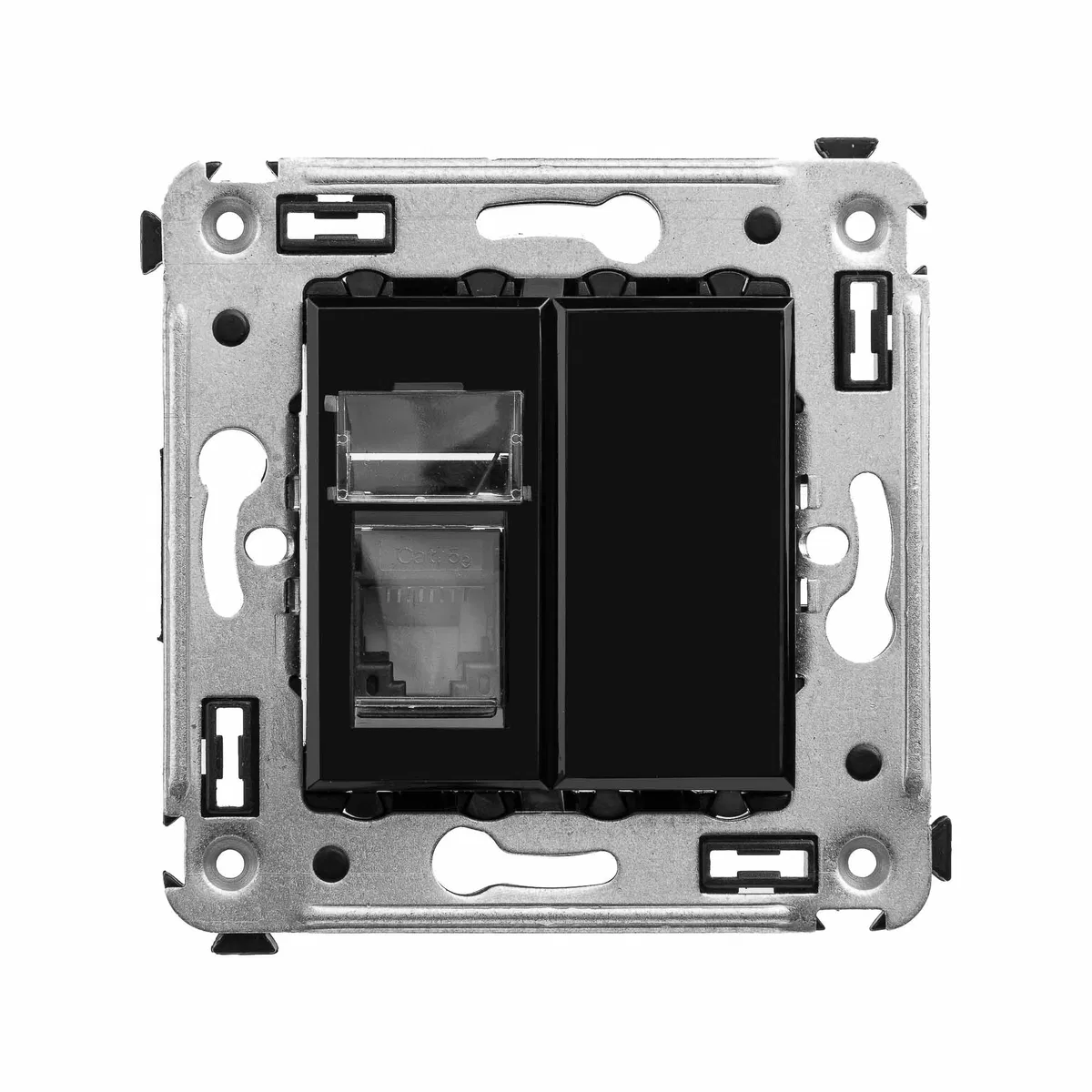 Компьютерная розетка RJ-45 в стену, кат.5e одинарная, Avanti, черный квадрат 4402463 DKC