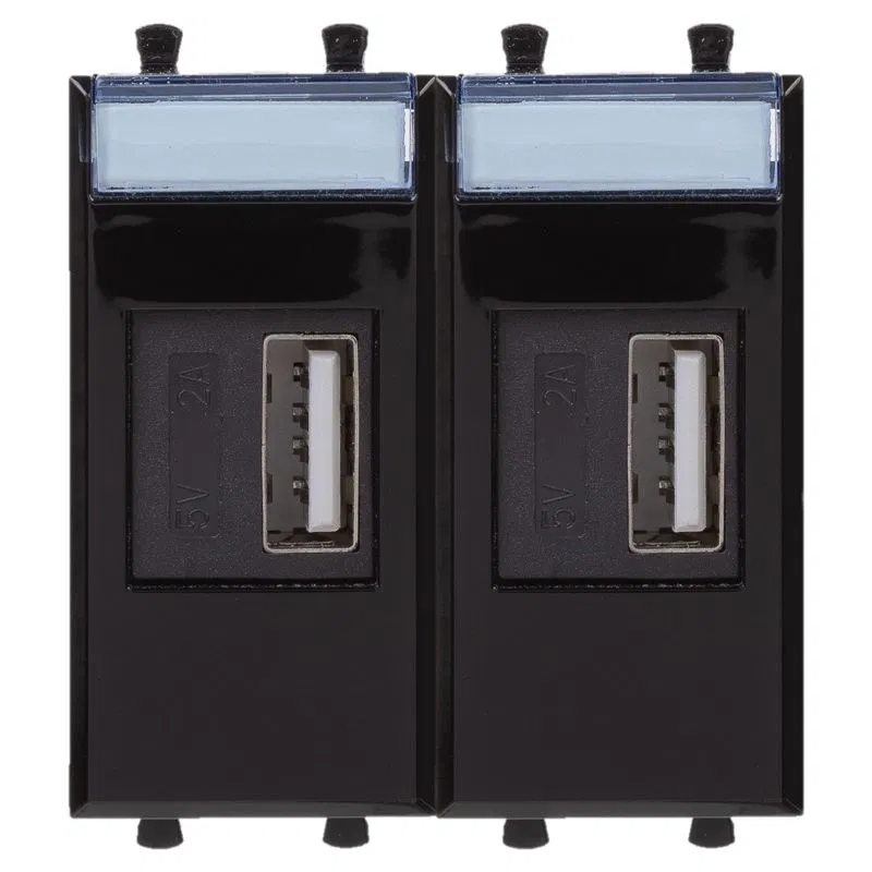 USB зарядное устройство модульное 2.1 А, Avanti, черный квадрат, 2 модуля 4402542 DKC