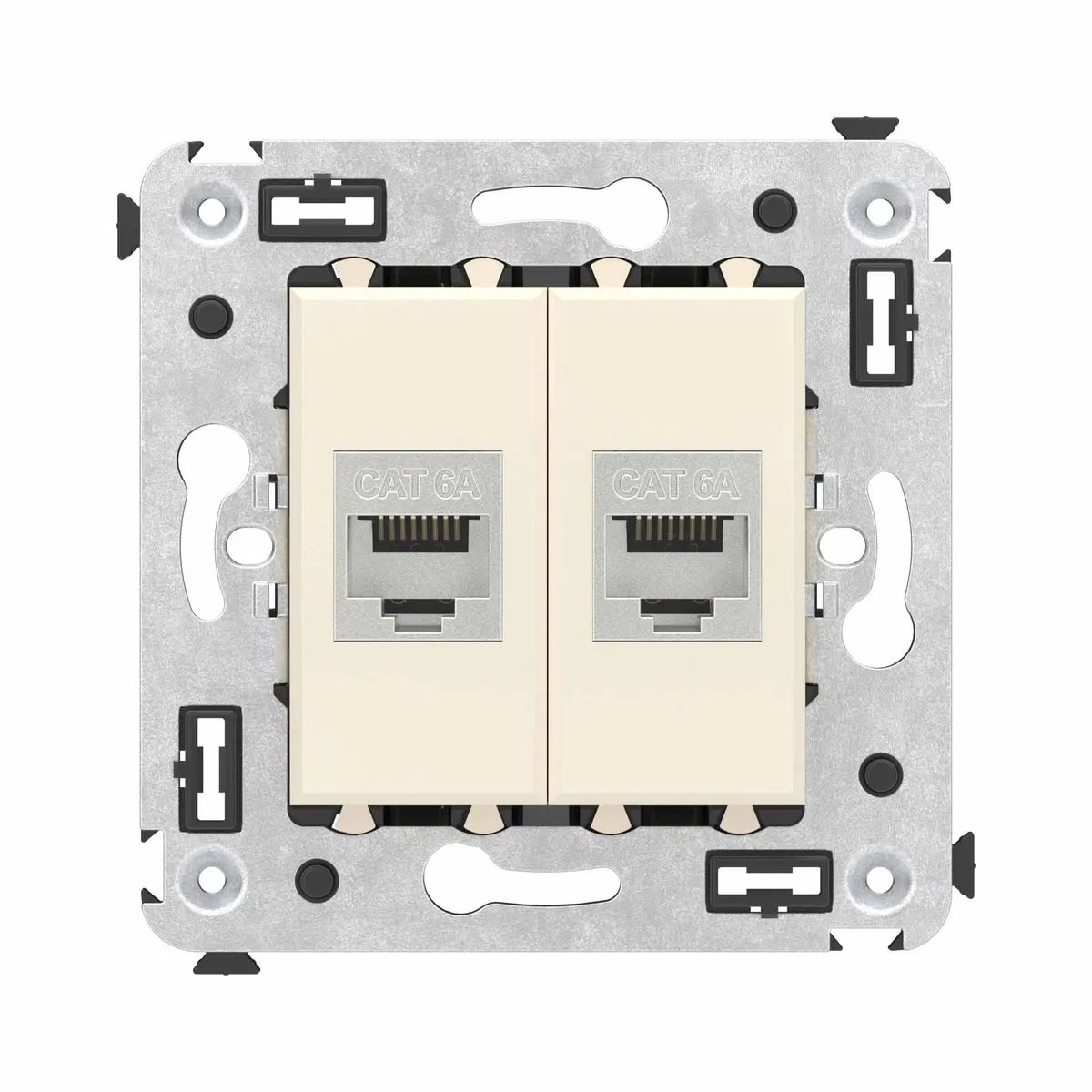 Компьютерная розетка RJ-45 без шторки в стену, кат.6А двойная экранированная, Avanti, ванильная дымка 4405774 DKC