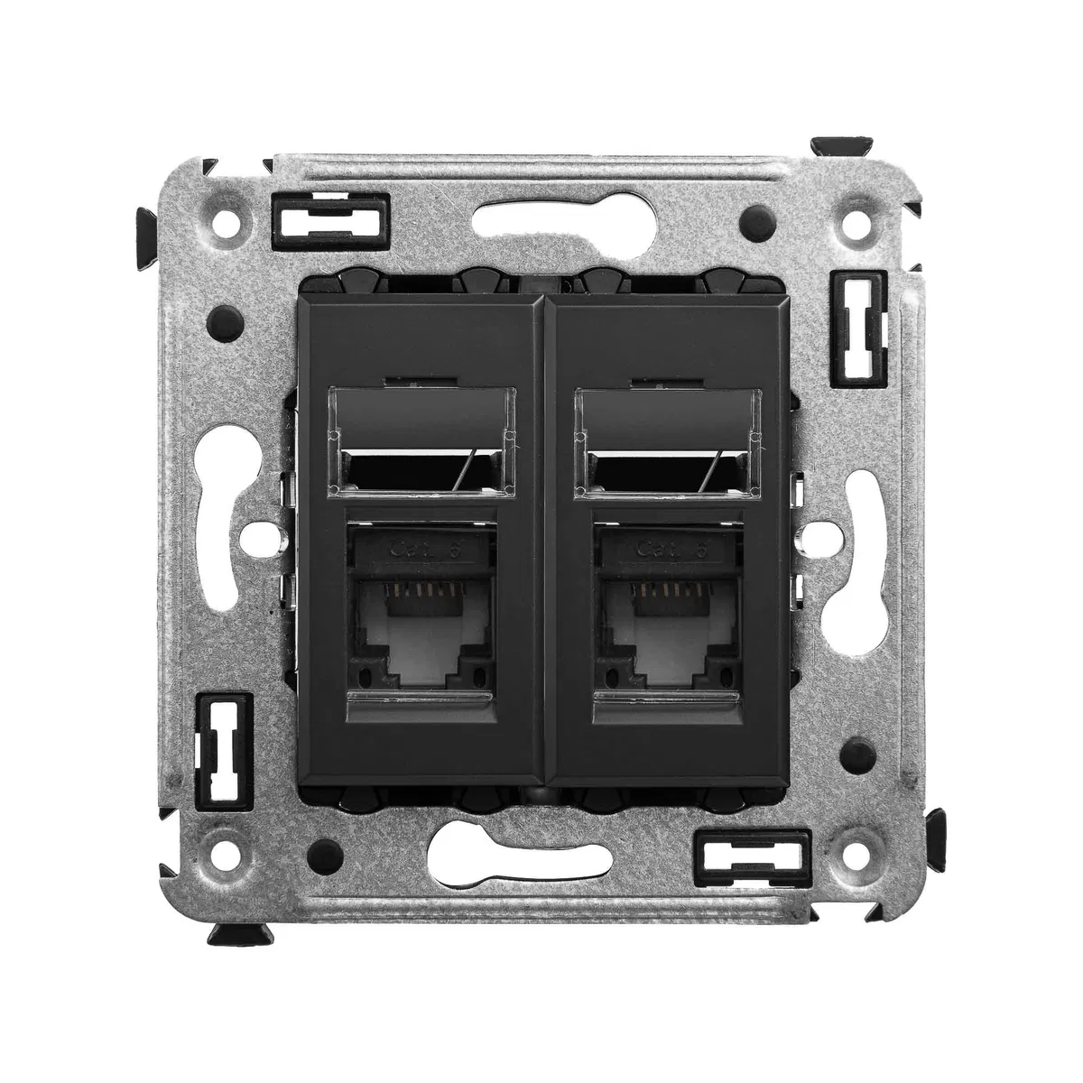 Компьютерная розетка RJ-45 в стену, кат.6 двойная, Avanti, черный матовый 4412294 DKC