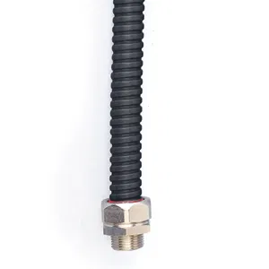 Flexible metal conduit DN 50mm in sealed PVC insulation, Dint 50.5 mm, Dext 57.0, 25 m, color black