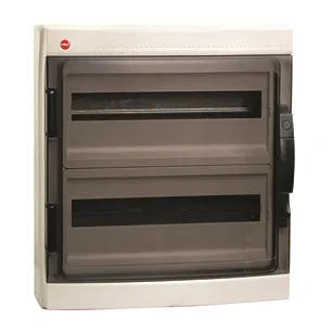 Wall-mounted enclosure with door, 36 modules, IP65, grey, with reinforced terminal block, 2x87312