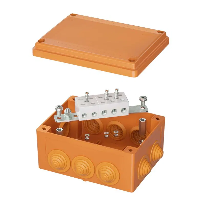 Коробка ответвительная FS 150х110х70мм IP56 5п 450В 30А 16кв.мм с кабельными вводами и клеммниками пластик. DKC FSB21516