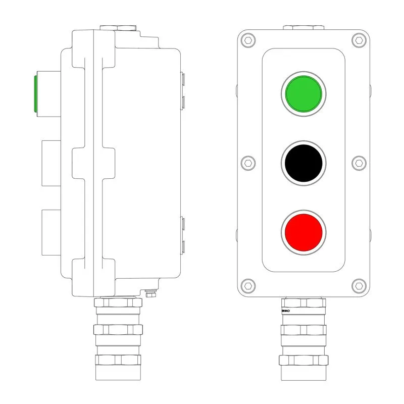Пост управления взрывонепроницаемый из алюм. LCSD-03-B-MB-L1G(220)x1-P1B(11)x1-P1R(11)x1-PBMB-KA2MHK DKC LCSD21000105