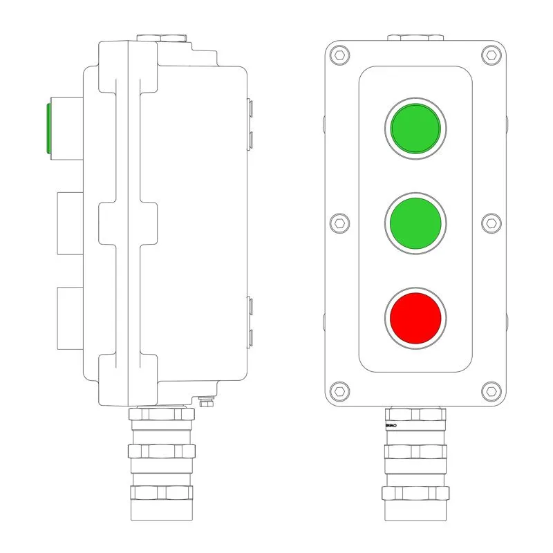 Пост управления взрывонепроницаемый из алюм. LCSD-03-B-MC-L1G(220)x1-P1G(11)x1-P1R(11)x1-PCMB-KA3MHK DKC LCSD21000108