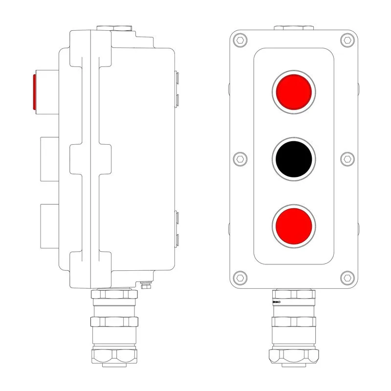 Взрывонепроницаемый пост управления из алюминия LCSD-03-B-MC-L1R(220)x1-P1B(11)x1-P1R(11)x1-PCMB-KAEPM3MHK-20 / 1Ex d IIB T5 Gb /Ex tb IIIC T95°С Db IP66 LCSD21000130 DKC