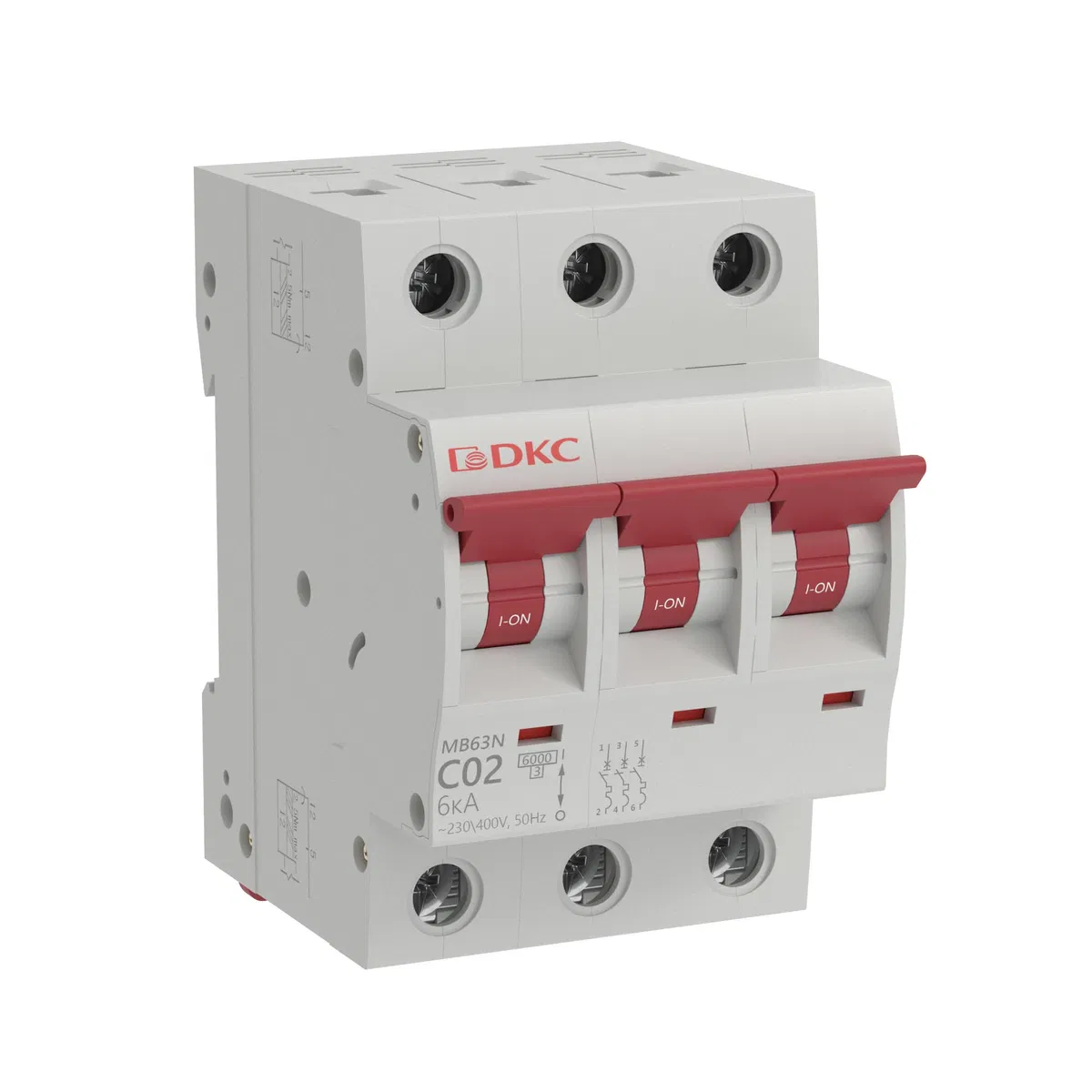 YON MB63 模块式断路器, 3P, C特性, 2A, 6kA MB63N-3PC02 DKC