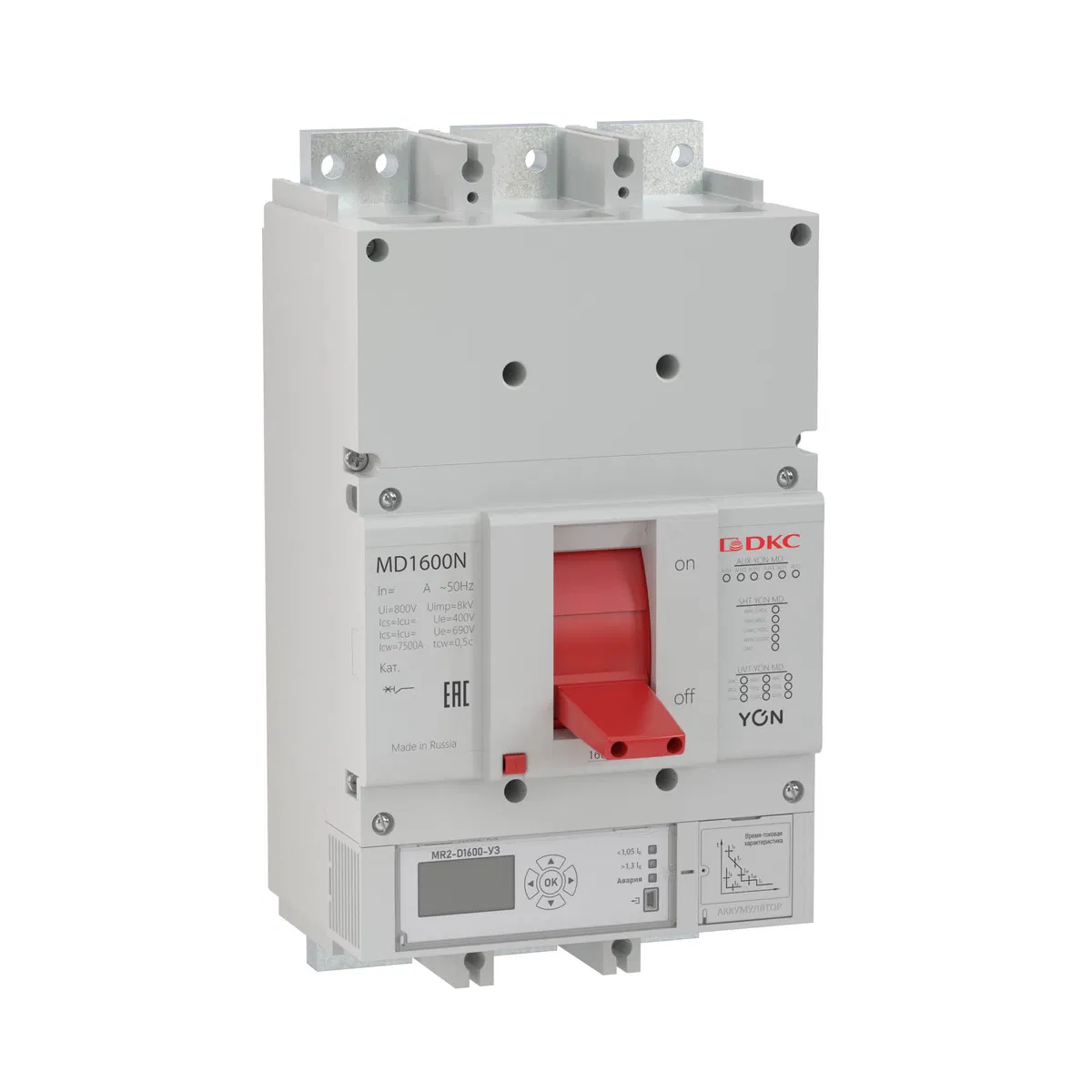 Авт. выкл. YON MD1000H-MR2 3P 1000А 85kA Ir 0.4…1xIn Isd 1.5…10xIn DKC