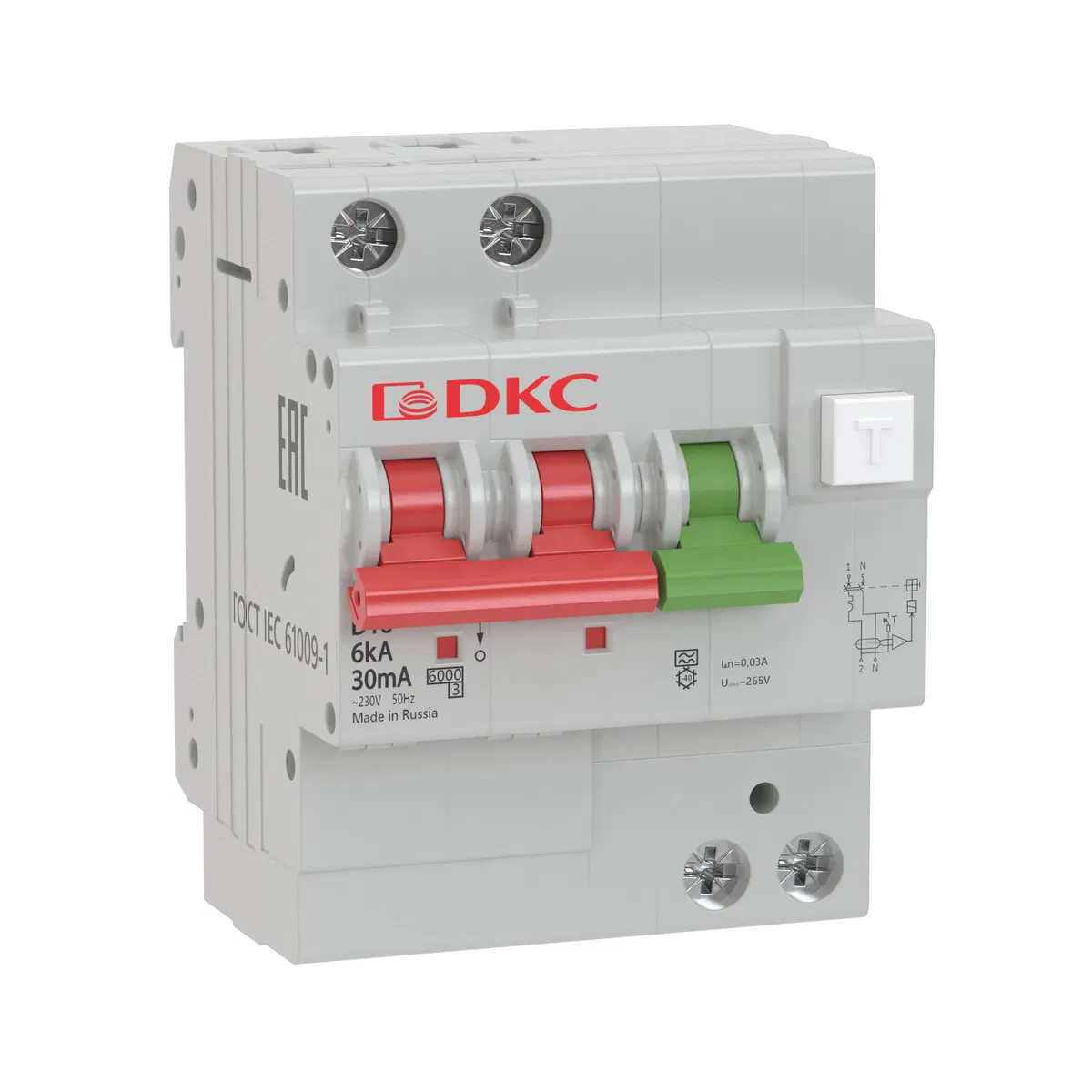 АВДТ YON MDV63 1P+N 50A C 30mA 6kA тип A MDV63-22C50-A DKC