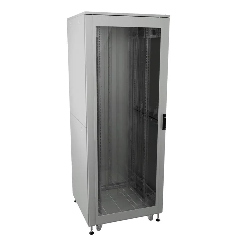 Шкаф напольный разобранный 19дюйм IT-CQE-N 47U 600х1000мм крыша с вырубкой дверь стекло и двойная сплошная металл двойные боковые панели сер. RAL7035 DKC R5ITN47610FG1M2SG