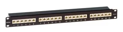 19" 1U CAT6 配线架, 24口 RJ45, 屏蔽式