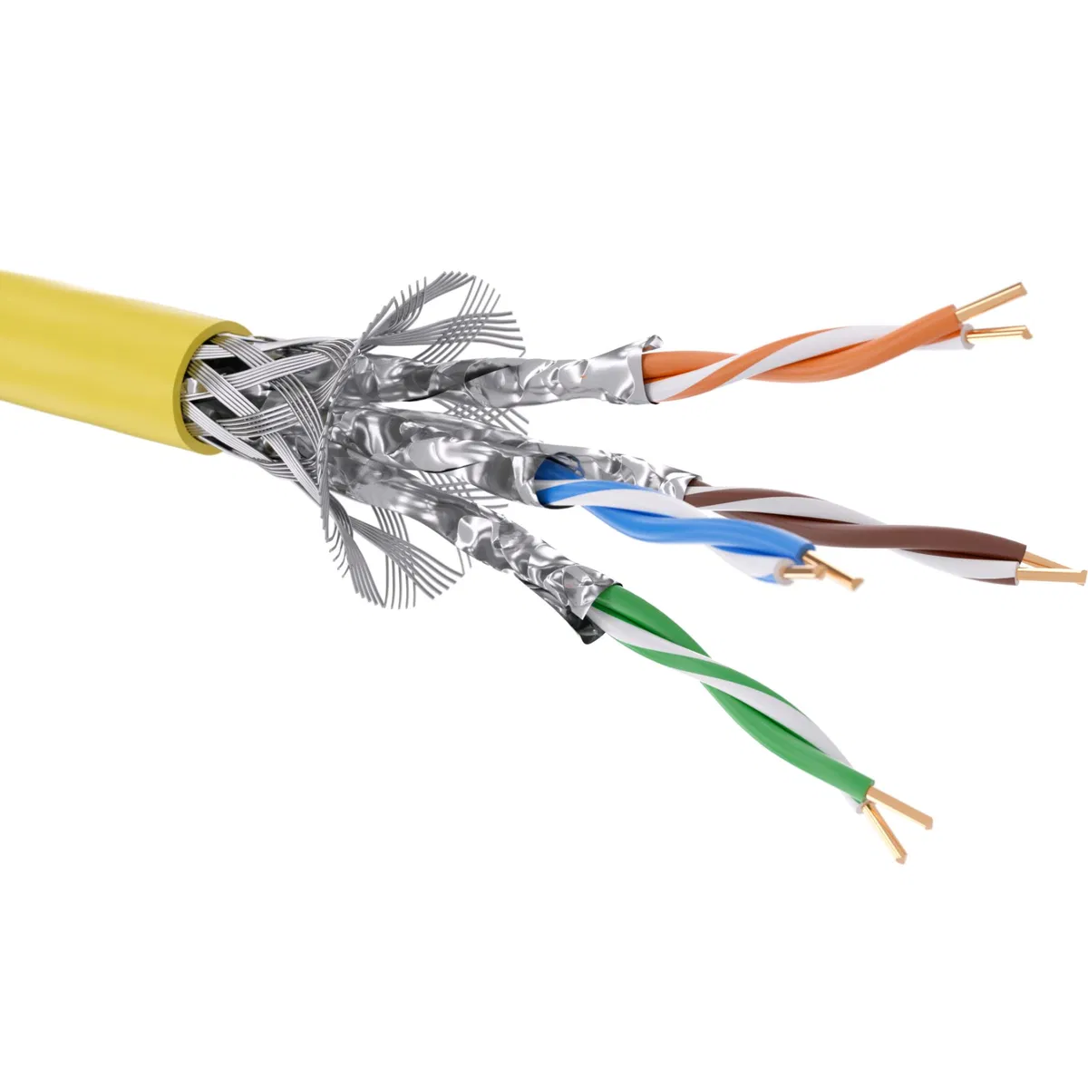 Кабель витая пара кат. 7 экранированный, F/FTP, 4 пары, нг(А)-HF, цвет внешней оболочки желтый, катушка 500 м RN7FFK01YL DKC