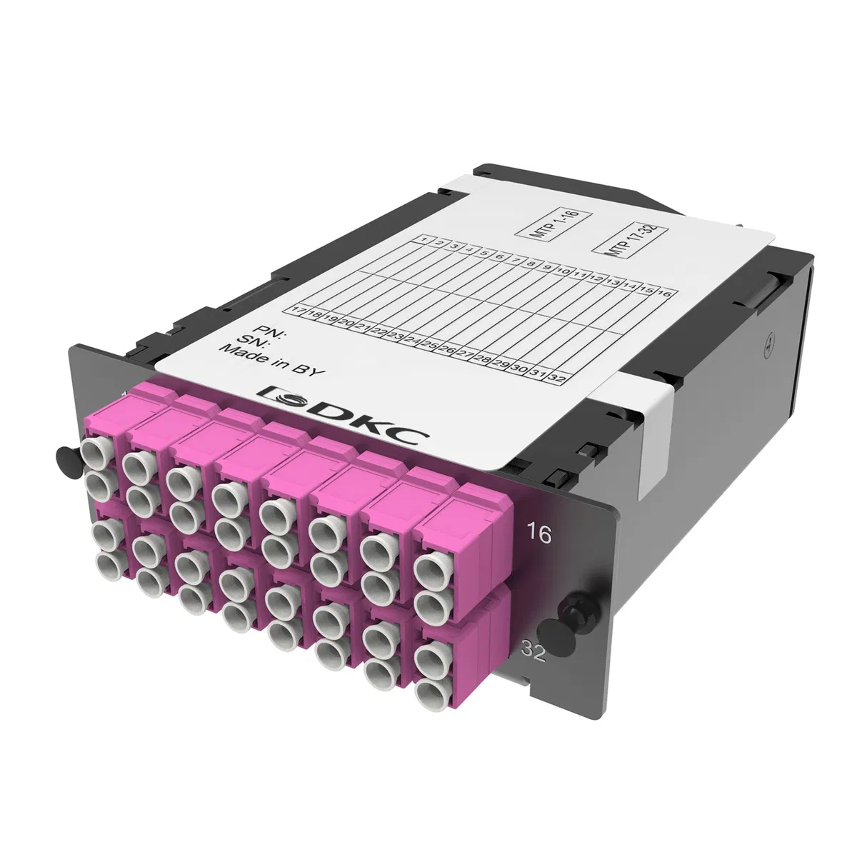Претерминированная кассета 32 ОВ, OM4, 2xMTP(16)f/16xLC двухволоконный (Duplex), 1 HU RNCTFL1U324 DKC
