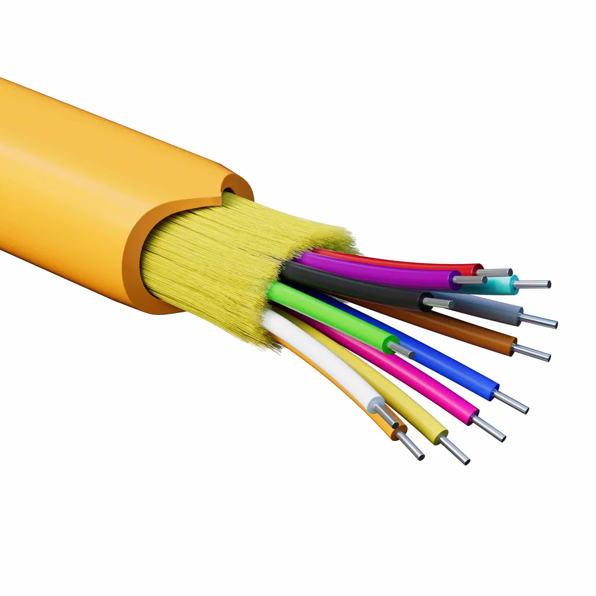 Fiber optic cable, distribution, aramid strengthening yarns, for indoor use