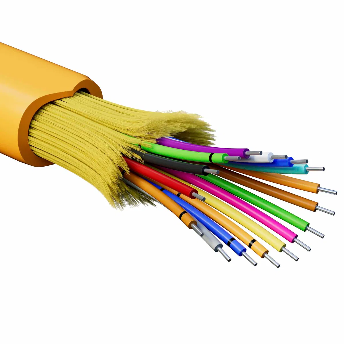 Fiber optic cable, distribution, aramid strengthening yarns, for indoor use