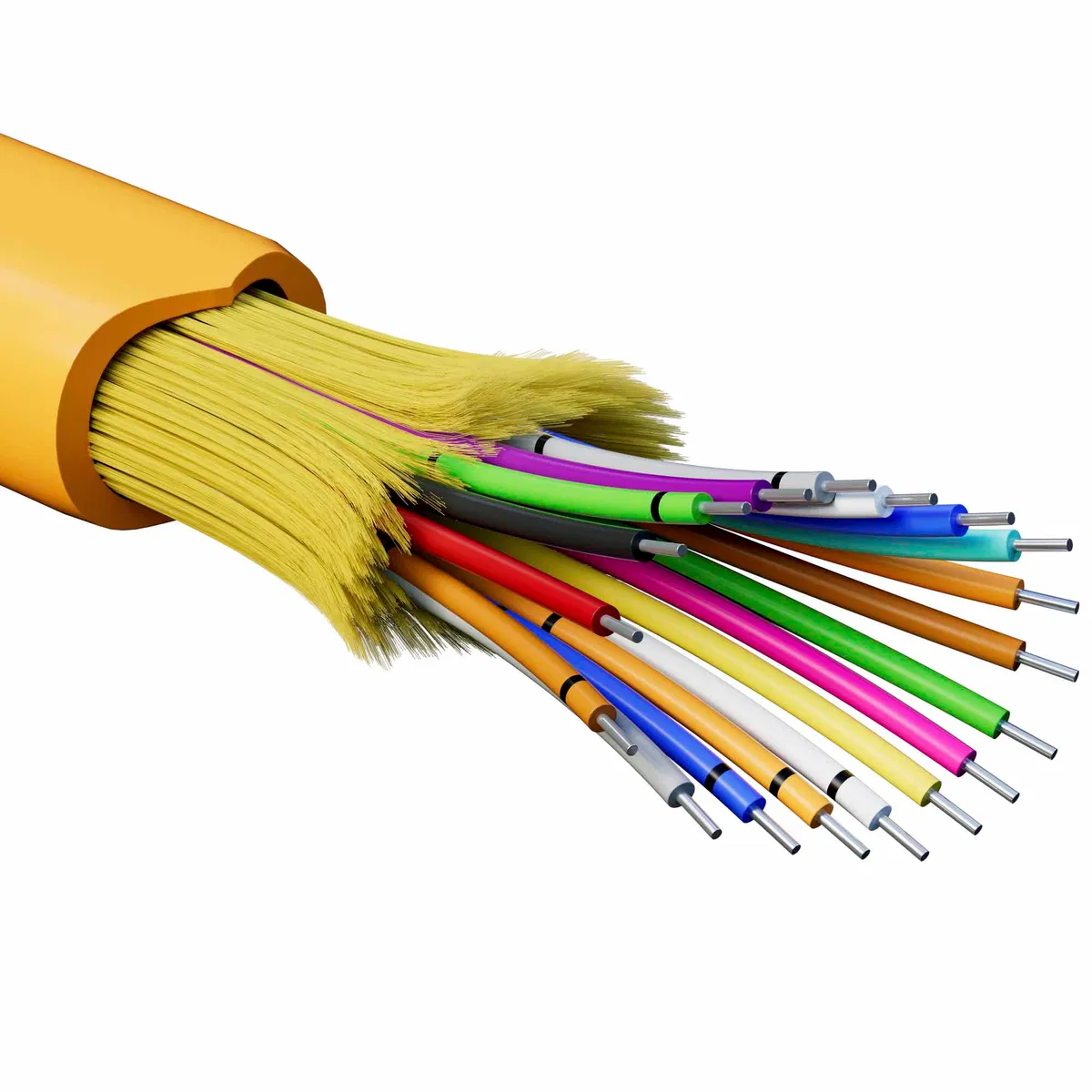 Fiber optic cable, distribution, aramid strengthening yarns, for indoor use