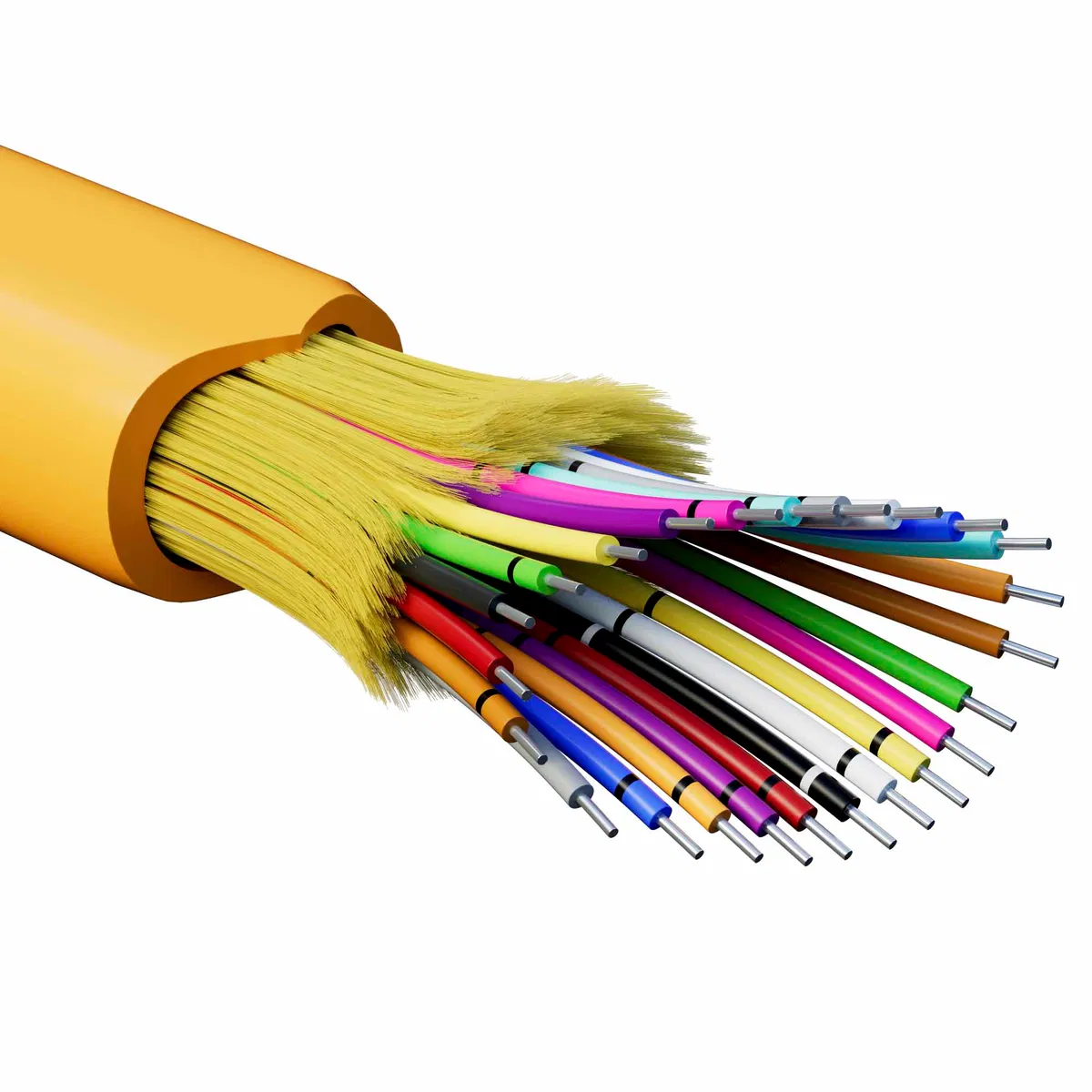 Fiber optic cable, distribution, aramid strengthening yarns, for indoor use