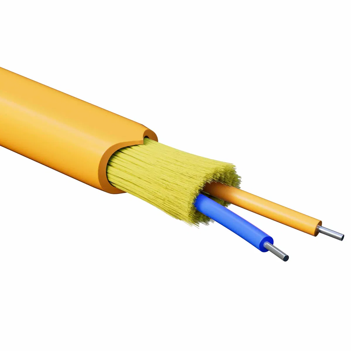 Fiber optic cable, distribution, aramid strengthening yarns, for indoor use