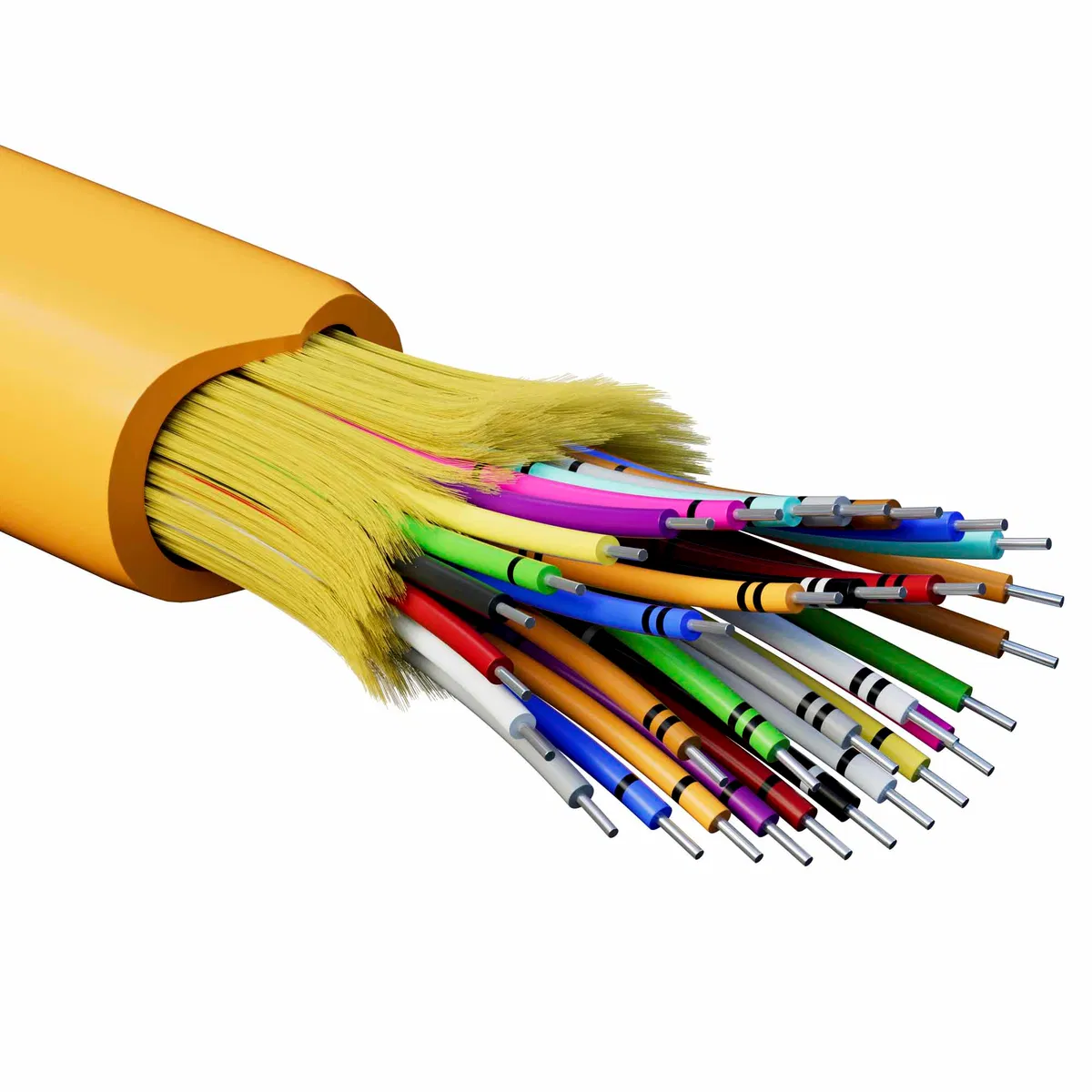 Fiber optic cable, distribution, aramid strengthening yarns, for indoor use