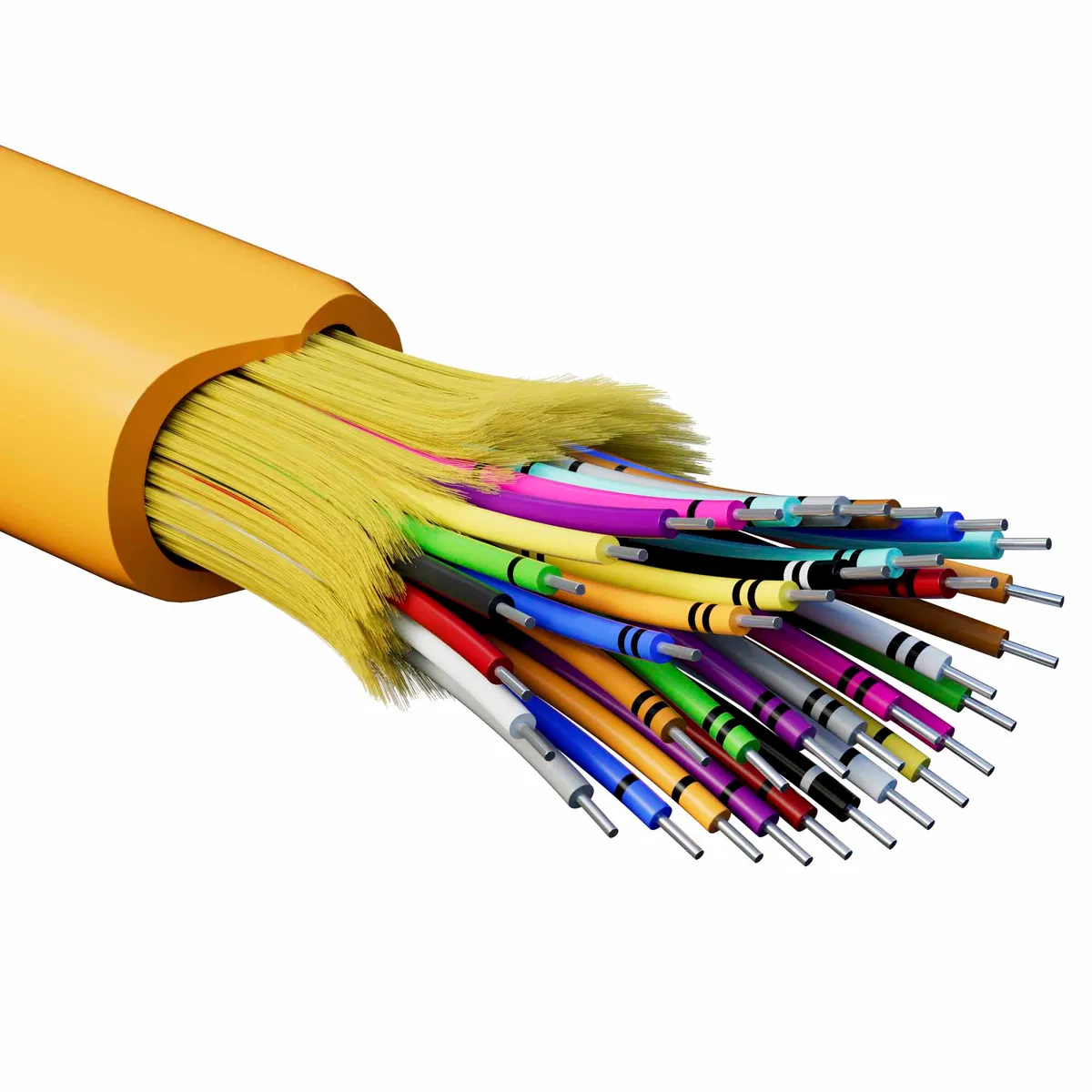 Fiber optic cable, distribution, aramid strengthening yarns, for indoor use