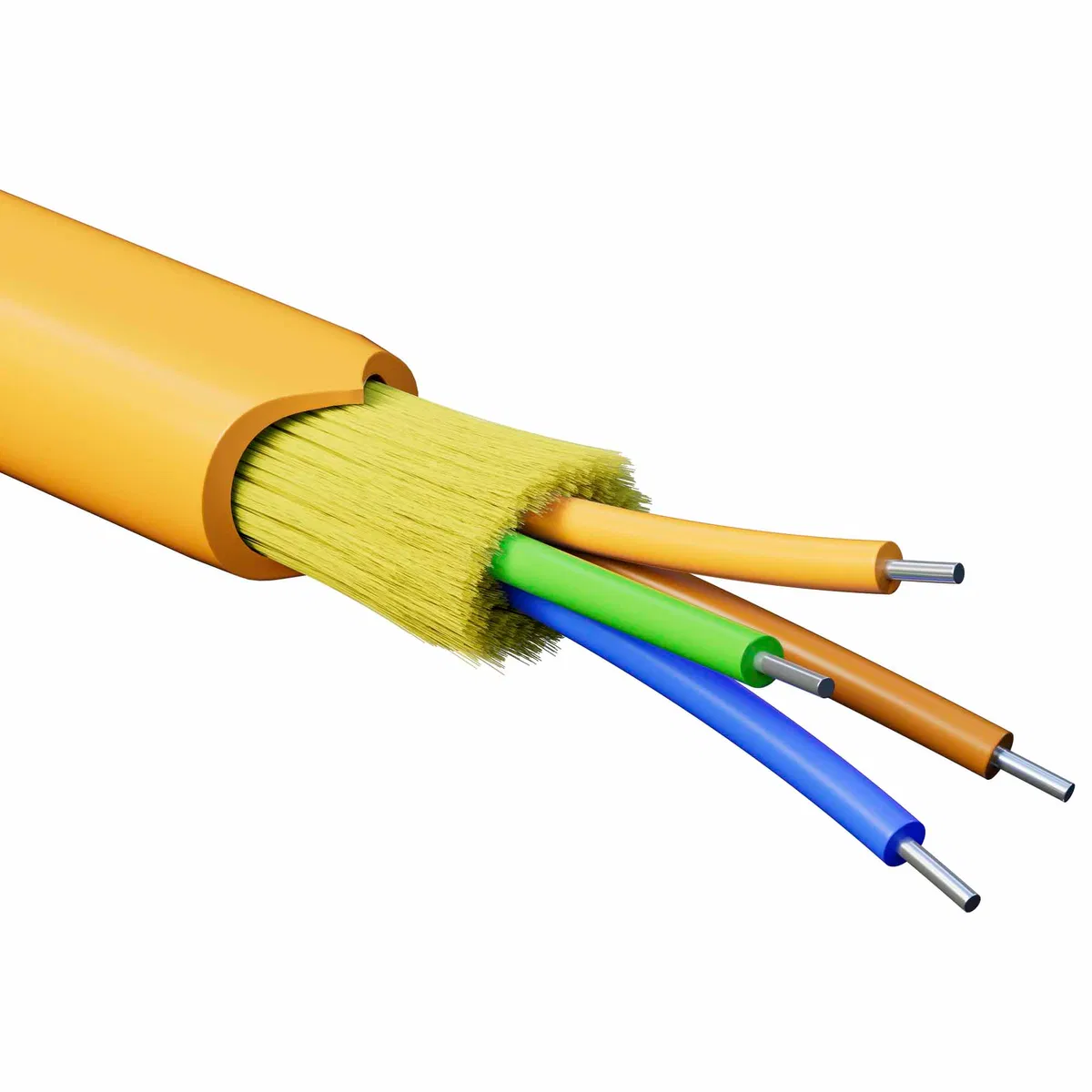 Fiber optic cable, distribution, aramid strengthening yarns, for indoor use
